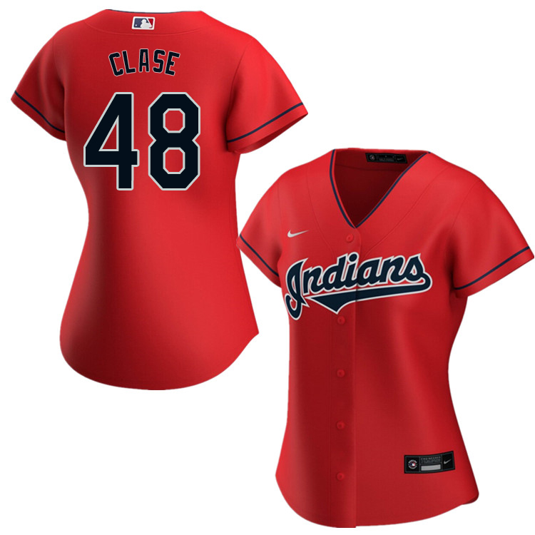 Nike Women #48 Emmanuel Clase Cleveland Indians Baseball Jerseys Sale-Red